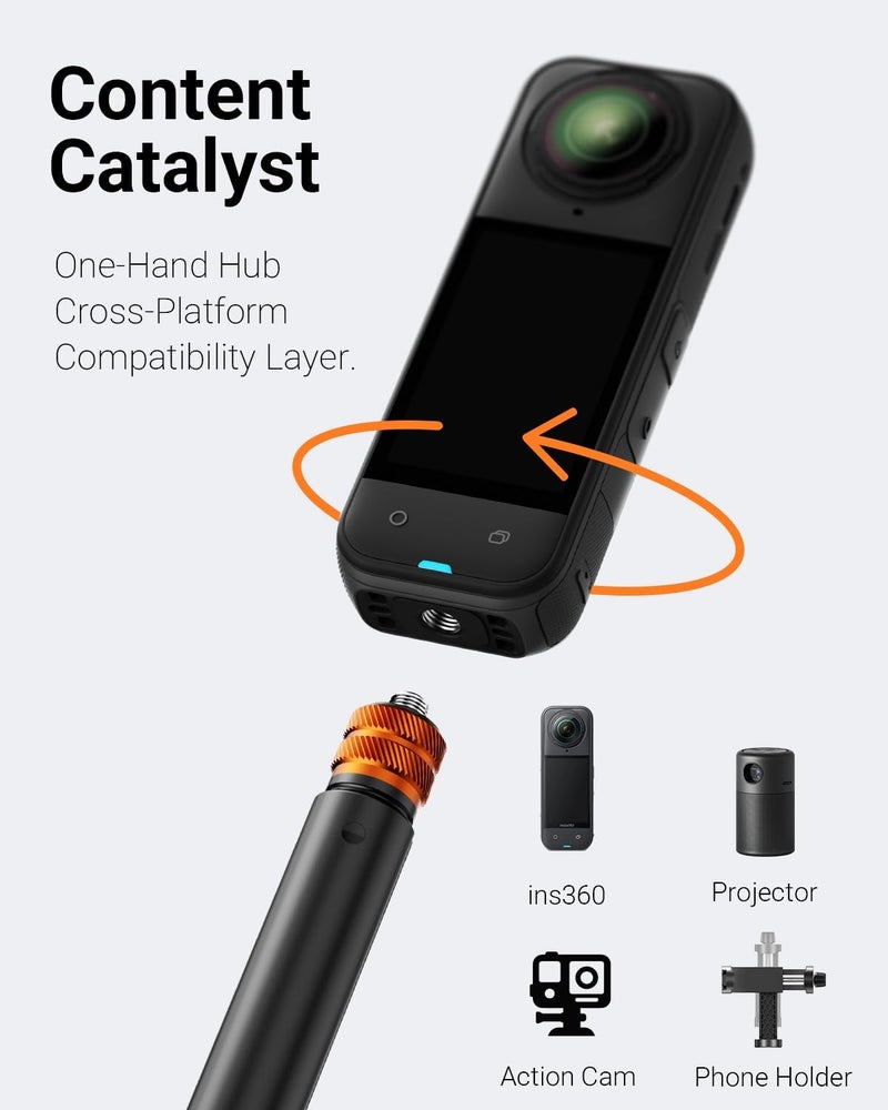 Vimose 2 in 1 Action Camera Invisible Selfie Stick Tripod for Insta360 X5/X4/X3-48" Extension Pole Selfie Stick Handle Grip Adjustable Waterproof for GoPro Hero 13/12/11 DJI OSMO 360 Pocket - Image 5